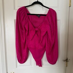 Express Fuchsia Bodysuit with Puff Sleeves